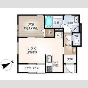 リーブルファイン一宮市乾町2号棟(1LDK/1階)の間取り写真
