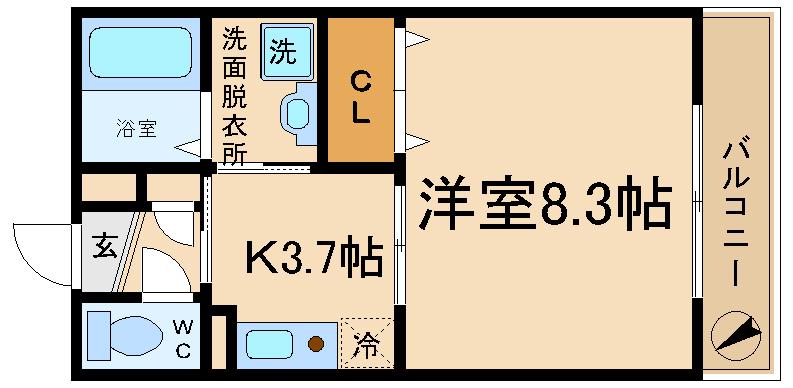 K`S COURTケイズコート(1K/1階)の間取り写真