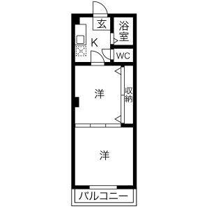 レジデンスカープ 太田(2K/2階)の間取り写真