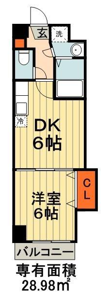 金太郎ヒルズ100(1DK/6階)の間取り写真