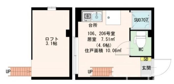 STAGE中野II (ワンルーム/2階)の間取り写真