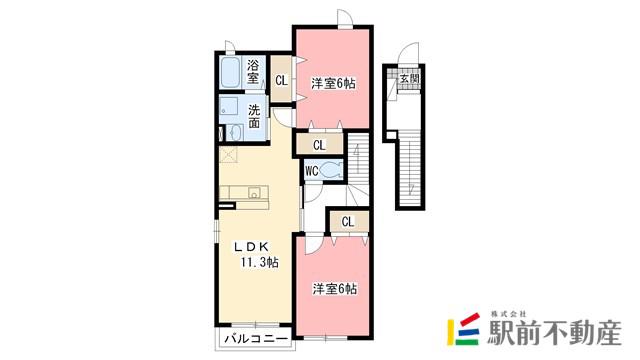 サンクレメントC(2LDK/2階)の間取り写真