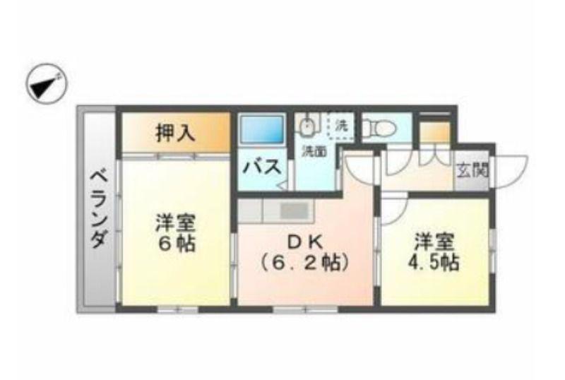 フローラル本庄(2DK/4階)の間取り写真