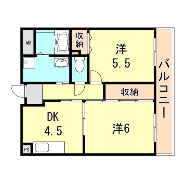 サントル上沢(2DK/3階)の間取り写真