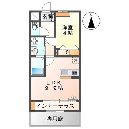 フィールド ストーン(1LDK/1階)の間取り写真