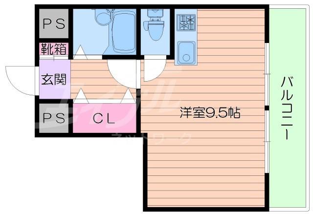 シャトー若杉(ワンルーム/8階)の間取り写真