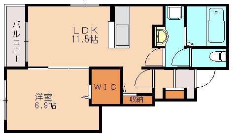 エクシード・ヴィラ津屋崎I(1LDK/1階)の間取り写真