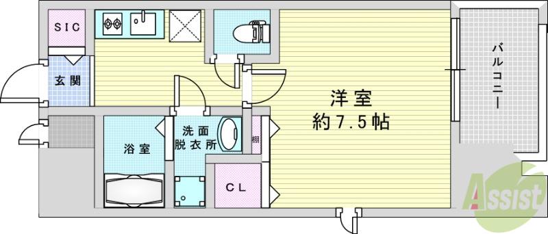 LIVE FLAT TSUKAMOTO(1K/3階)の間取り写真