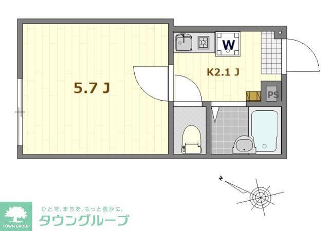 WELL-BEING八幡山(1K/1階)の間取り写真