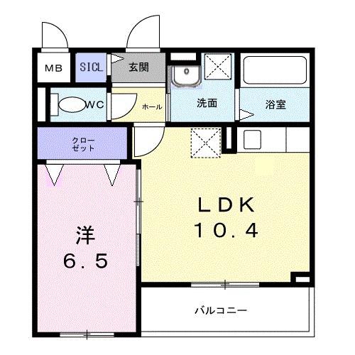 ラ・クロシェット(1LDK/3階)の間取り写真