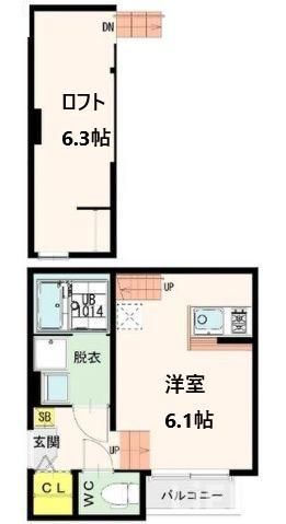 ユナプレイス弓ノ町(ワンルーム/1階)の間取り写真