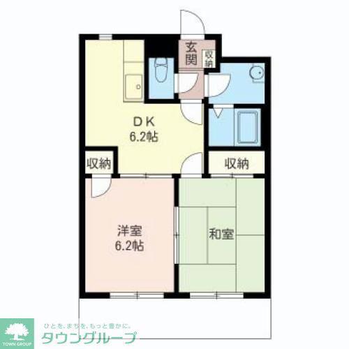 ドルフ桜丘(2DK/1階)の間取り写真