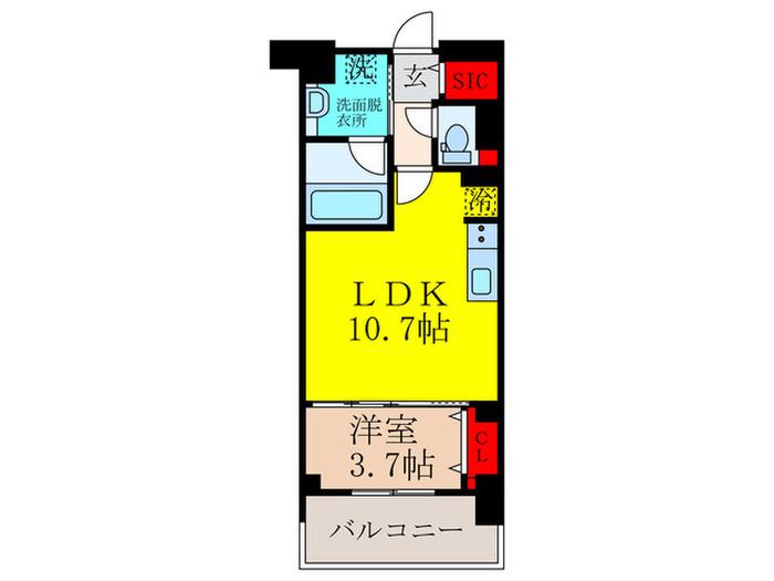 STOLZ岸辺(1LDK/10階)の間取り写真