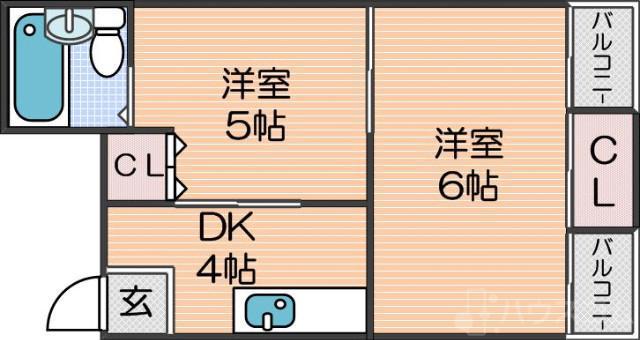 第一東洋ハイツ(2DK/5階)の間取り写真