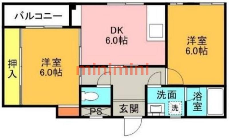 グリーンハイツ(2DK/2階)の間取り写真