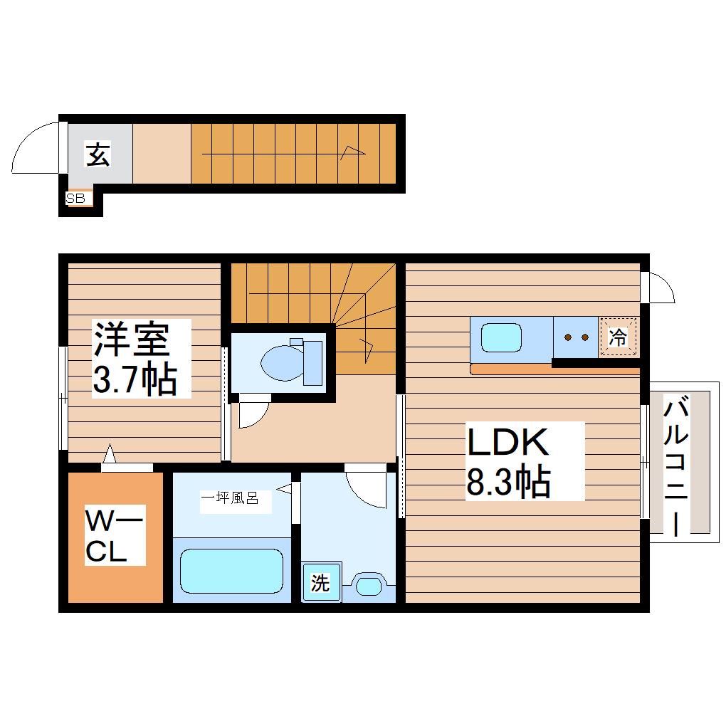 セフィラ上杉(1LDK/2階)の間取り写真