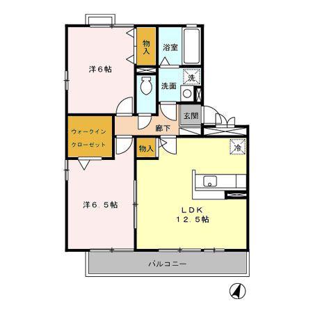 コゥジーコート A B(2LDK/2階)の間取り写真