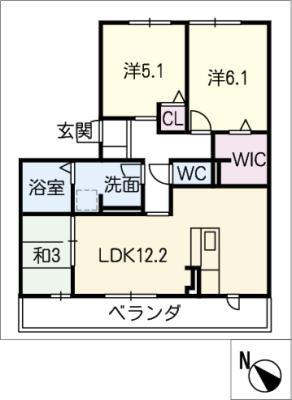 メゾンツールモンド(2LDK/3階)の間取り写真
