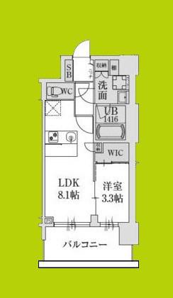 スプランディッド堺東DUE(1LDK/11階)の間取り写真