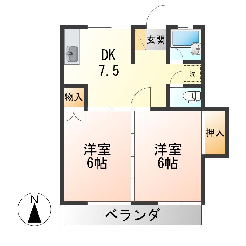 メゾンニューワイズ南館(2DK/2階)の間取り写真
