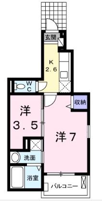 ベルクレスト(1K/1階)の間取り写真