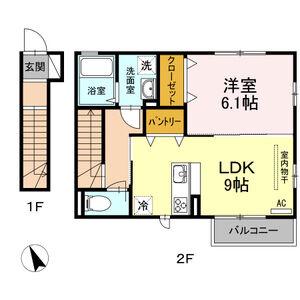 ララコート(1LDK/2階)の間取り写真