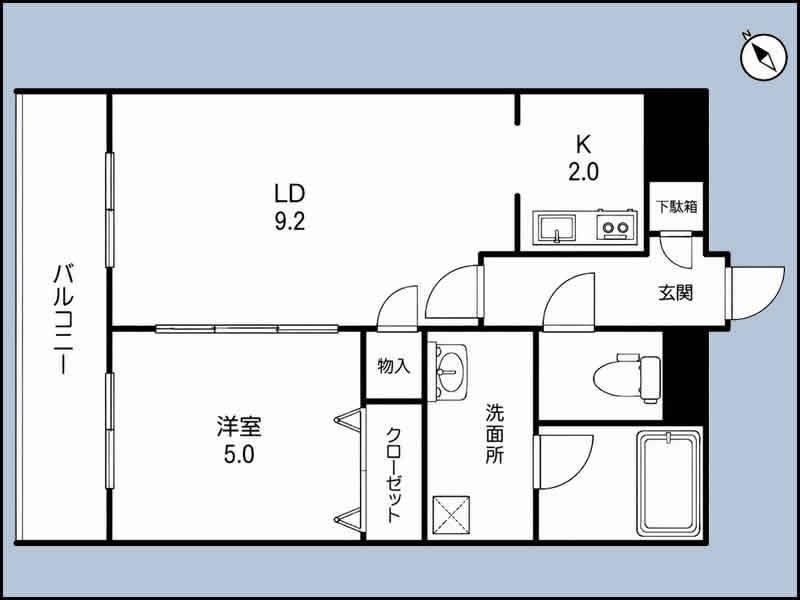 レガーロ旭町(1LDK/2階)の間取り写真