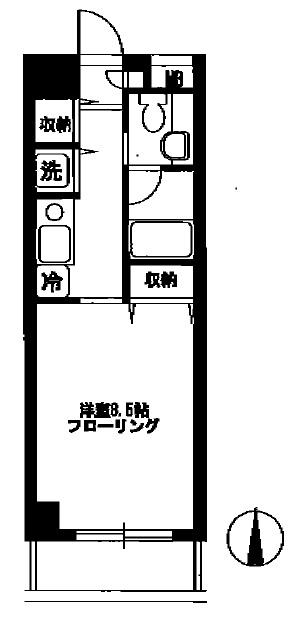 ヴィラージュ小竹(1K/2階)の間取り写真