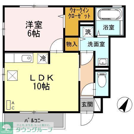 サンフレア東林間(1LDK/1階)の間取り写真