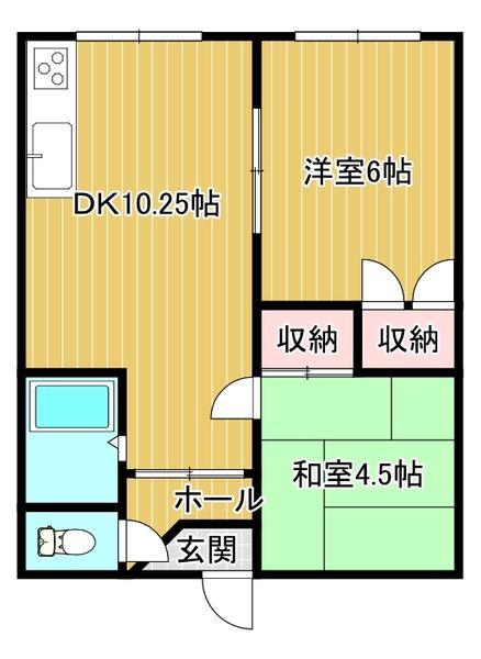 マルイマンション(2LDK/1階)の間取り写真