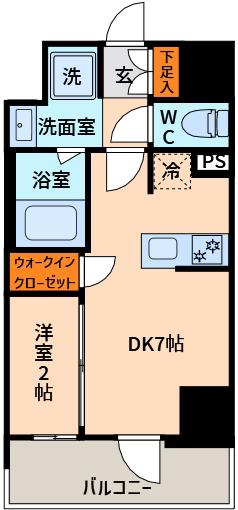 バウスフラッツ新大阪(1DK/9階)の間取り写真