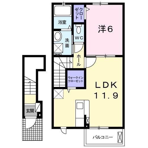 グランデージ(1LDK/2階)の間取り写真