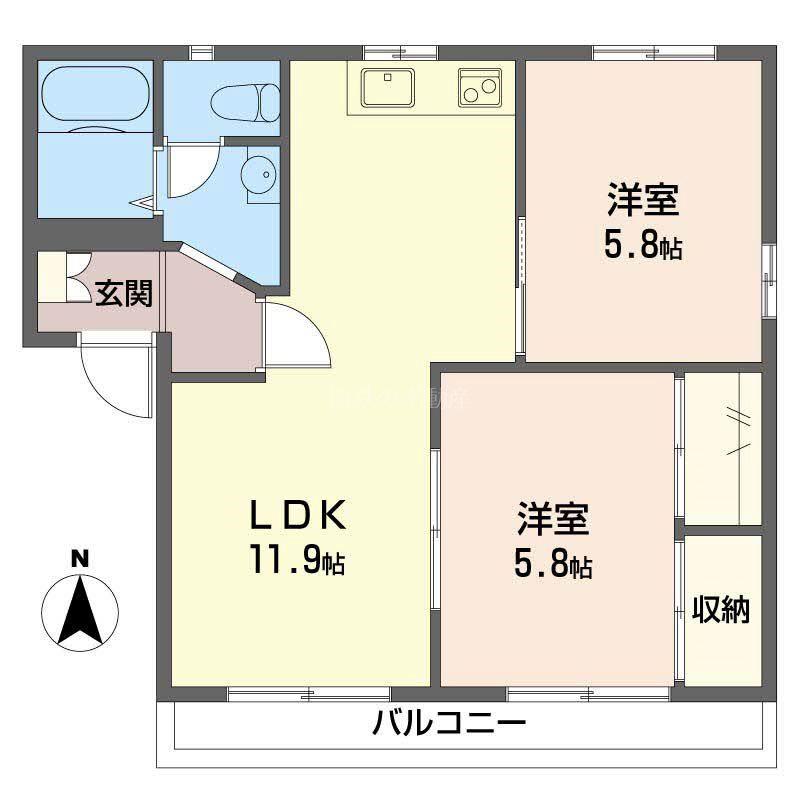 T.TOWNロワール(2LDK/2階)の間取り写真