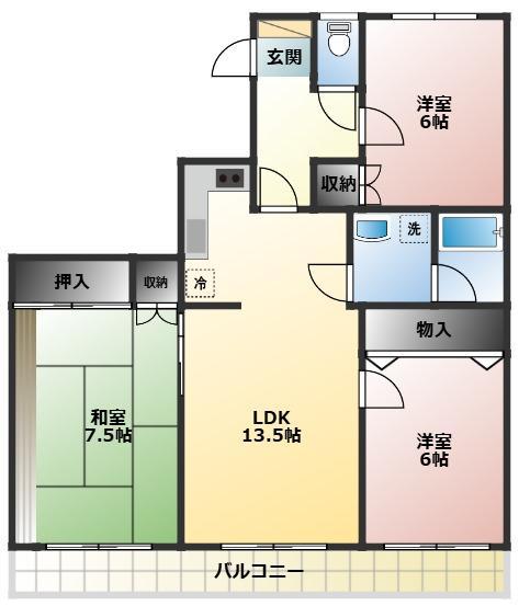 ドエリング(3LDK/3階)の間取り写真