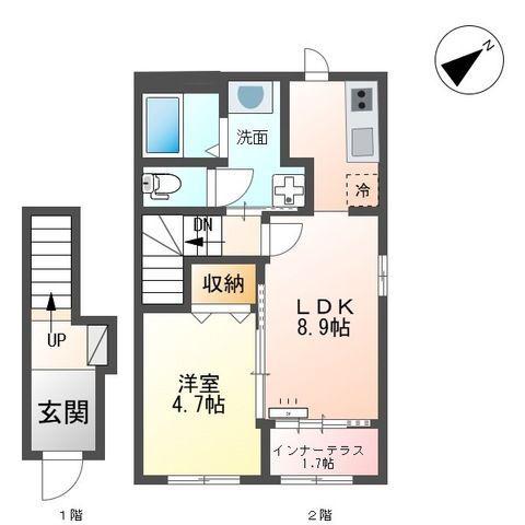 赤羽根計画(1LDK/2階)の間取り写真