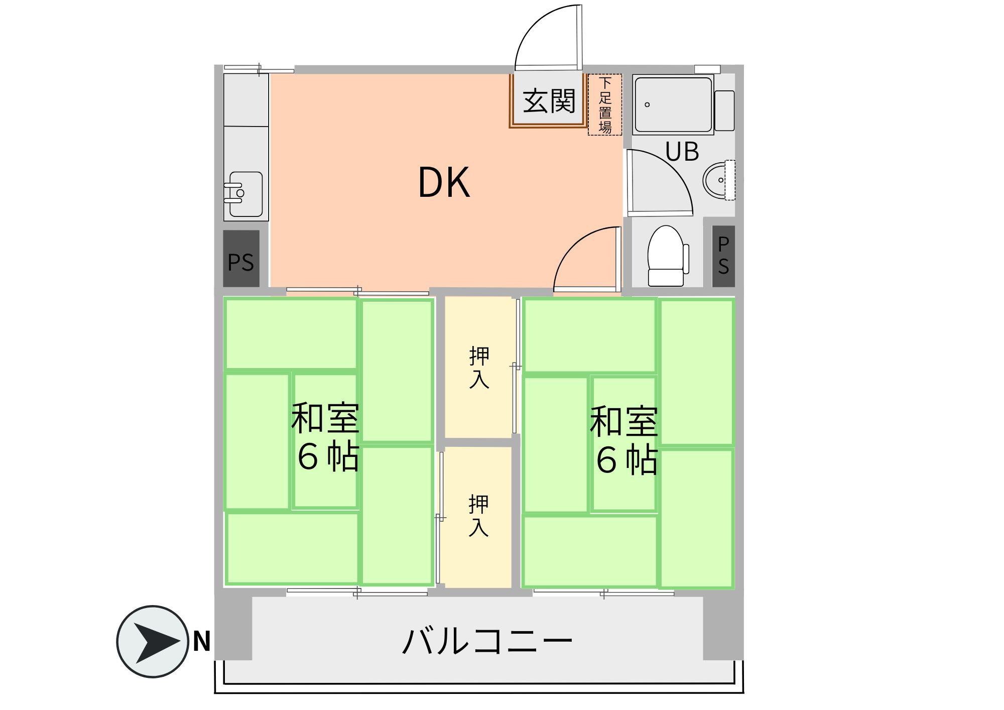 松戸パレス(2DK/9階)の間取り写真