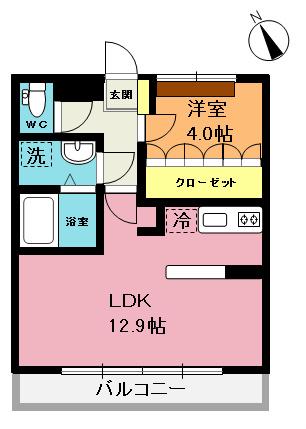 ライム・ライト・アゲオ参番館(1LDK/1階)の間取り写真