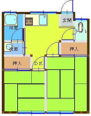 さいわい荘(2DK/2階)の間取り写真