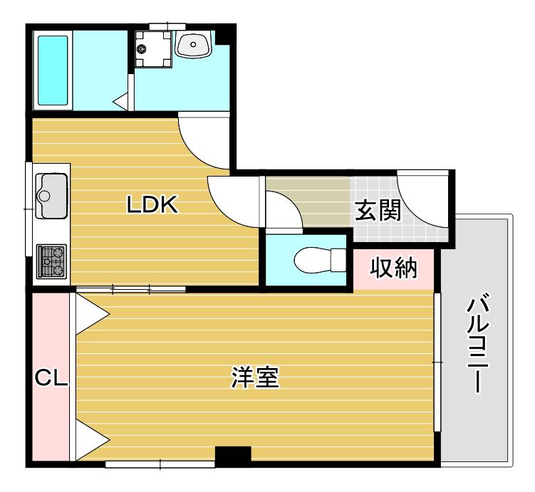 アーバン西九条(1LDK/2階)の間取り写真