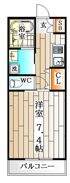 ワコーレヴィアーノ須磨行幸町(1K/2階)の間取り写真