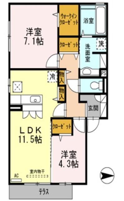 DROOM青山 A棟(2LDK/1階)の間取り写真
