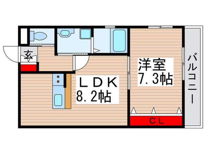 オーロプルーン(1LDK/3階)の間取り写真