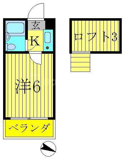 ビューパレス新柏A・B(1K/2階)の間取り写真