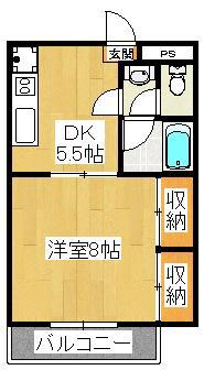 オーク・シオン(1DK/1階)の間取り写真