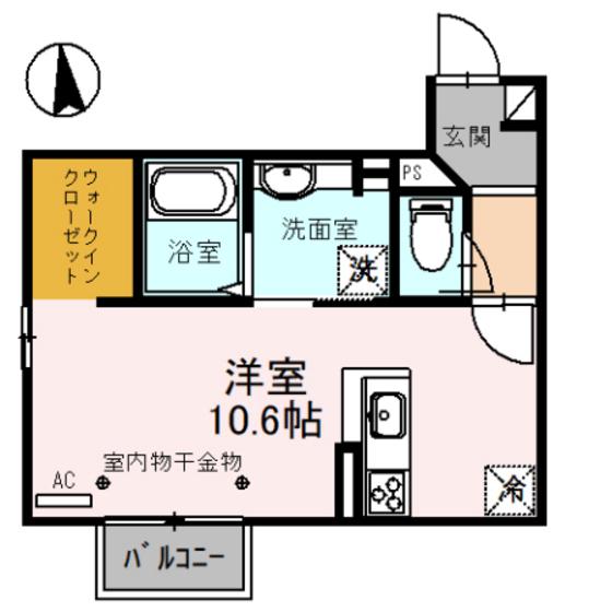 クレスト・ラメール(ワンルーム/2階)の間取り写真