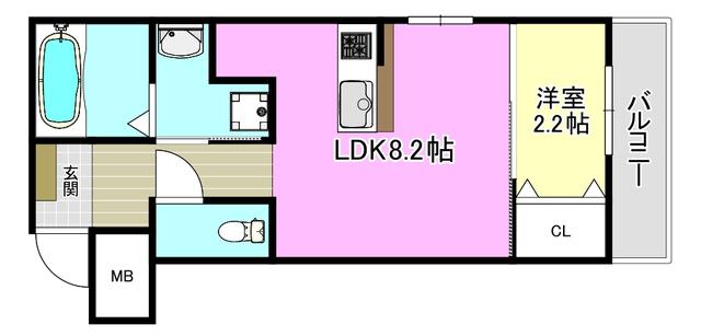 リアコート千里丘IIノース(1LDK/2階)の間取り写真