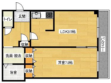 シャイン中筋(1LDK/1階)の間取り写真