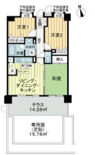 ライオンズマンション川口飯塚第2(3LDK/1階)の間取り写真