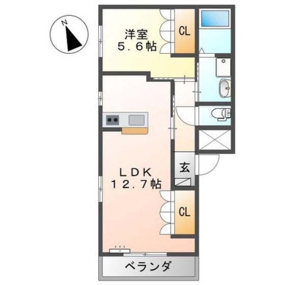メゾンフェリーチェ(1LDK/1階)の間取り写真
