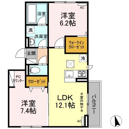 メゾンベール(2LDK/1階)の間取り写真